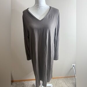 Eileen Fisher long sleeve shift dress in brown size large